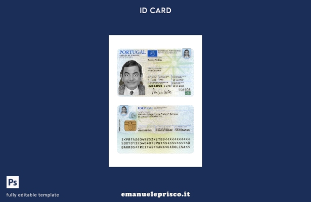 modello presente della carta d'identità del Portogallo in stile verificato 1